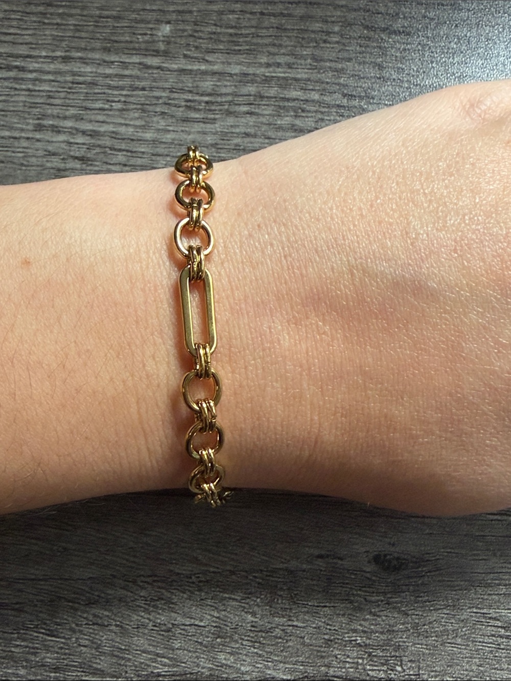 Gold Plated Stainless Steel Round Link Chain Bracelet